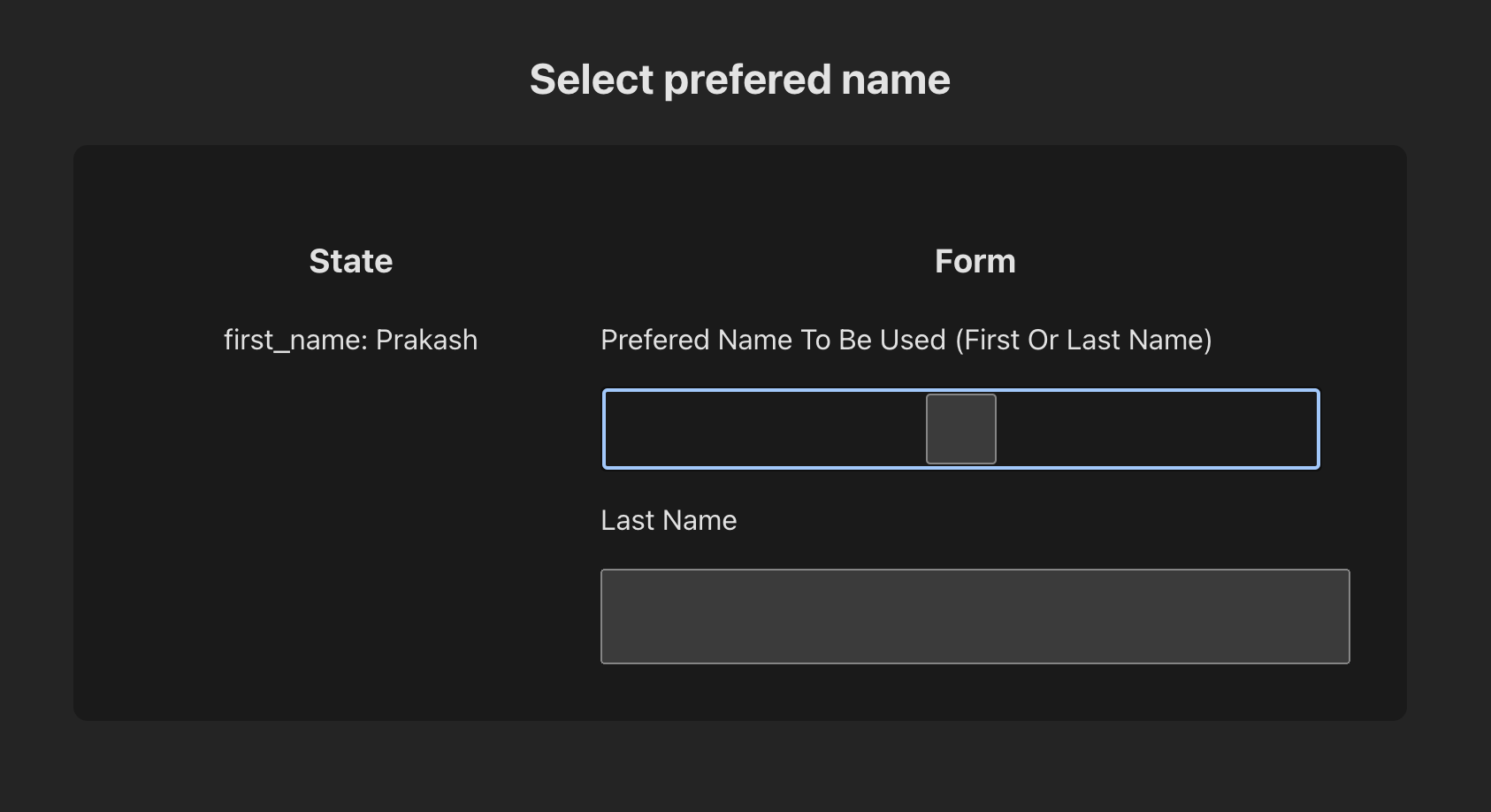 User name preference form fixed